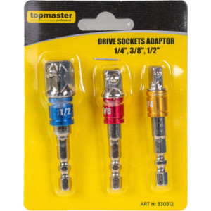 Αντάπτορες hex για καρυδάκια 1/4", 3/8", 1/2" σετ 3τεμ.