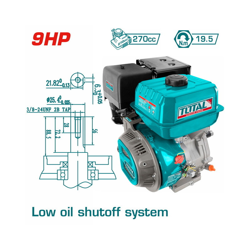 Επαγγ. κινητήρας βενζ. 270cc - 9HP σφήνα