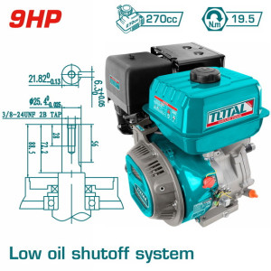 Επαγγ. κινητήρας βενζ. 270cc - 9HP σφήνα