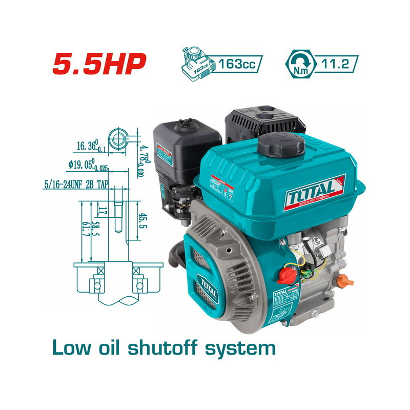 Επαγγ. κινητήρας βενζίνης 163cc - 5.5HP σφήνα