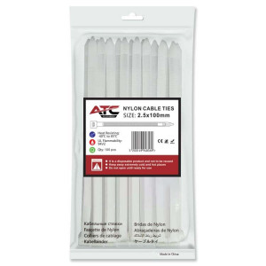 Δεματικά 2.5x100mm Νάιλον Λευκά 100τμχ Σακουλάκι