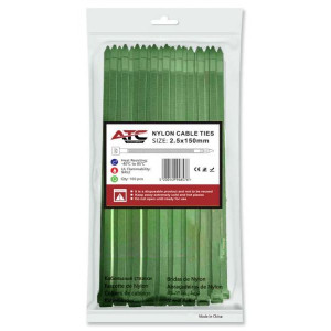 Δεματικά 2.5x150mm Νάιλον Πράσινο 100τμχ Σακουλάκι