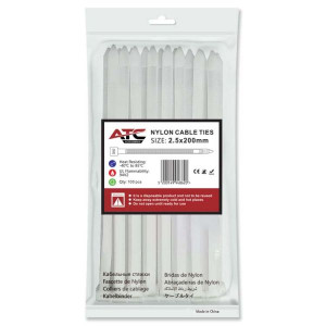 Δεματικά 2.5x200mm Νάιλον Λευκά 100τμχ Σακουλάκι