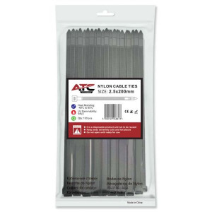 Δεματικά 2.5x200mm Νάιλον Μαύρα 100τμχ Σακουλάκι