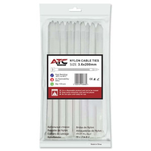 Δεματικά 3.6x200mm Νάιλον Λευκά 100τμχ Σακουλάκι