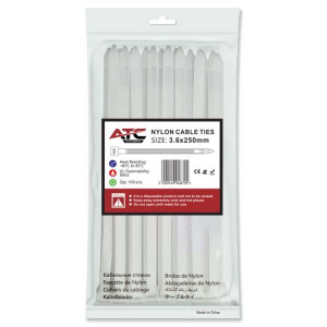 Δεματικά 3.6x250mm Νάιλον Λευκά 100τμχ Σακουλάκι