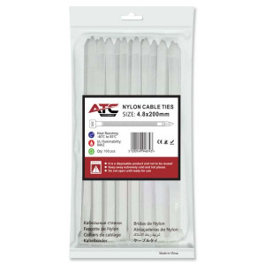 Δεματικά 4.8x200mm Νάιλον Λευκά 100τμχ Σακουλάκι