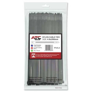 Δεματικά 4.8x200mm Νάιλον Μαύρα 100τμχ Σακουλάκι