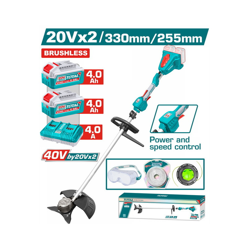Επαγγ. θαμνοκοπτικό μπατ. Li-ion 40V / 4Ah / 2 μπαταρίες BL Motor