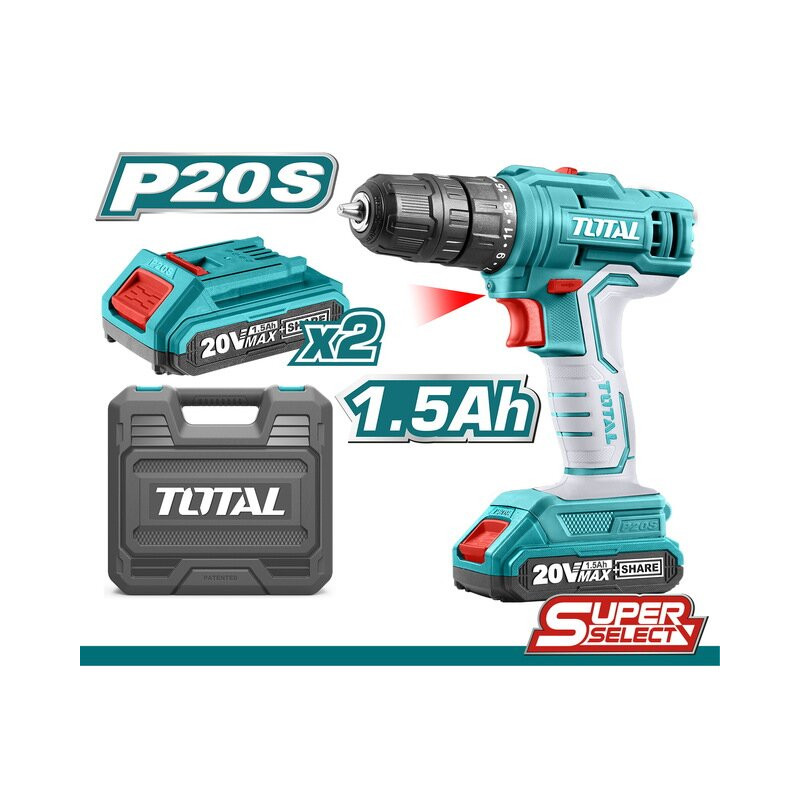 TOTAL ΔΡΑΠΑΝΟΚΑΤΣΑΒΙΔΟ ΜΠΑΤΑΡΙΑΣ ΛΙΘΙΟΥ 20V / 1.5Ah / 45Nm TOTAL ΔΡΑΠΑΝΟΚΑΤΣΑΒΙΔΟ ΜΠΑΤΑΡΙΑΣ ΛΙΘΙΟΥ 20V / 1.5Ah / 45Nm