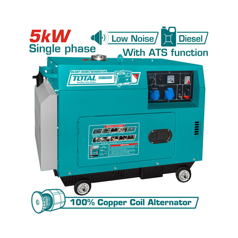 TOTAL ΓΕΝΝΗΤΡΙΑ DIESEL ΜΟΝΟΦΑΣΙΚΗ ΚΛΕΙΣΤΟΥ ΤΥΠΟΥ 5.000W ΜΕ ΑΥΤΟΜ. ΜΕΤΑΓΩΓΙΚΟ ΠΙΝΑΚΑ ATS