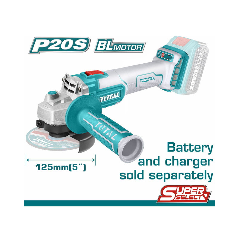 TOTAL ΕΠΑΓΓ. ΓΩΝΙΑΚΟΣ ΤΡΟΧΟΣ ΜΠΑΤ. Li-ion 20V / 125mm ΧΩΡΙΣ ΜΠΑΤΑΡΙΑ & ΦΟΡΤΙΣΤΗ TOTAL ΕΠΑΓΓ. ΓΩΝΙΑΚΟΣ ΤΡΟΧΟΣ ΜΠΑΤ. Li-ion 20V / 125mm ΧΩΡΙΣ ΜΠΑΤΑΡΙΑ & ΦΟΡΤΙΣΤΗ