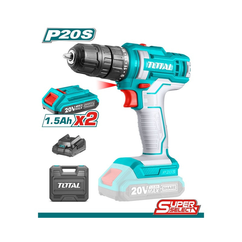 TOTAL ΔΡΑΠΑΝΟΚΑΤΣΑΒΙΔΟ ΜΠΑΤ. Li-ion 20V / 1.5Ah / 45Nm / 2 ΜΠΑΤ SUPER SELECT TOTAL ΔΡΑΠΑΝΟΚΑΤΣΑΒΙΔΟ ΜΠΑΤ. Li-ion 20V / 1.5Ah / 45Nm / 2 ΜΠΑΤ SUPER SELECT