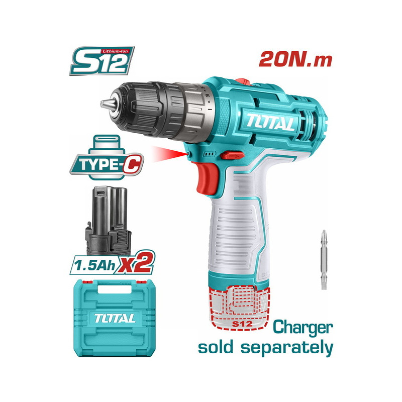 TOTAL ΔΡΑΠΑΝΟΚΑΤΣΑΒΙΔΟ ΜΠΑΤ. Li-ion 12V / 1.5Ah / 20Nm / 2 ΜΠΑΤ Type C TOTAL ΔΡΑΠΑΝΟΚΑΤΣΑΒΙΔΟ ΜΠΑΤ. Li-ion 12V / 1.5Ah / 20Nm / 2 ΜΠΑΤ Type C