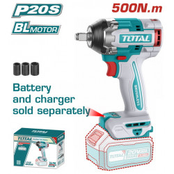 TOTAL ΕΠΑΓΓ. ΜΠΟΥΛΟΝΟΚΛΕΙΔΟ ΜΠΑΤ. Li-ion 20V / 500Nm ΧΩΡΙΣ ΜΠΑΤΑΡΙΑ & ΦΟΡΤΙΣΤΗ