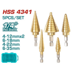 Επαγγ. σετ τρυπάνια κωνικά HSS 1/4" 5τεμ