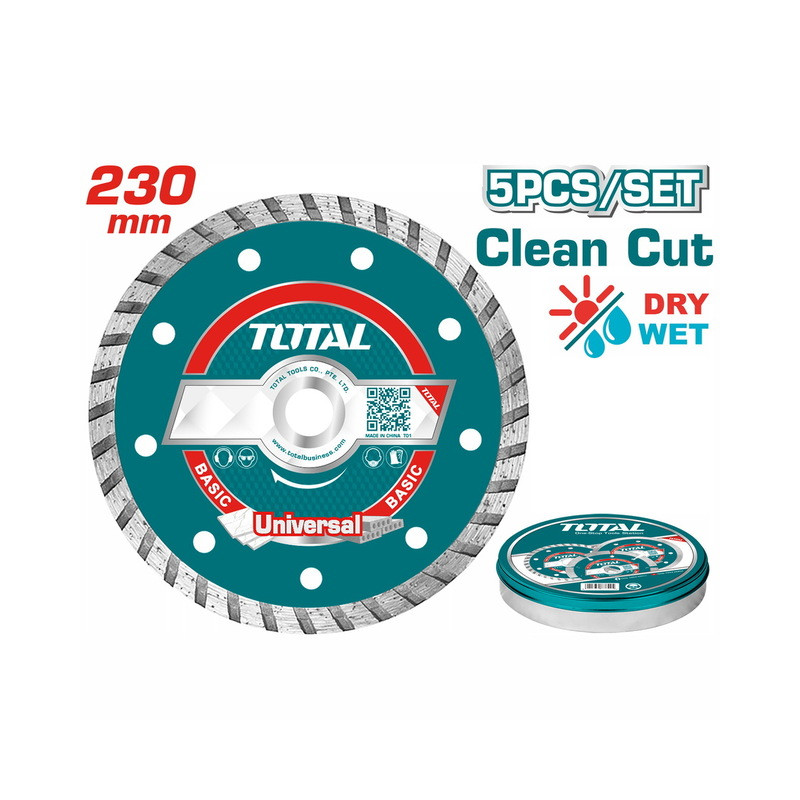 Διαμαντόδισκοι turbo ξηράς κοπής 230mm 5τεμ σε μεταλλικό κουτάκι