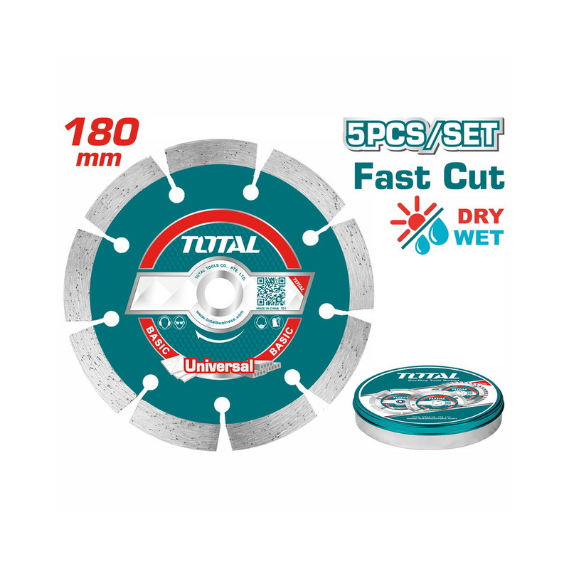 Διαμαντόδισκοι ξηράς κοπής 180mm 5τεμ σε μεταλλικό κουτάκι