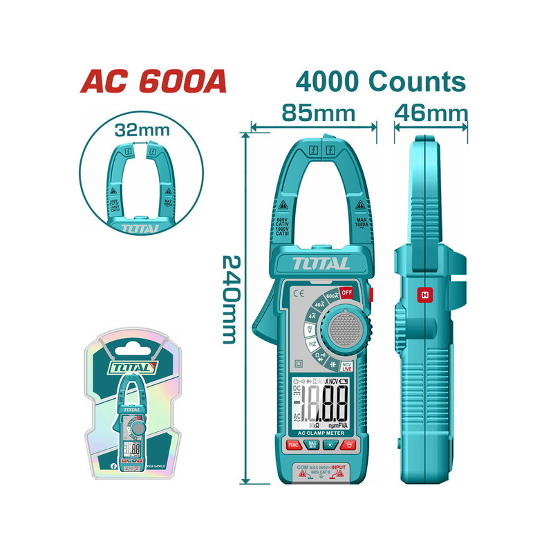 Επαγγ. αμπεροτσιμπίδα ψηφιακή 600Α AC/DC True RMS Επαγγ. αμπεροτσιμπίδα ψηφιακή 600Α AC/DC True RMS